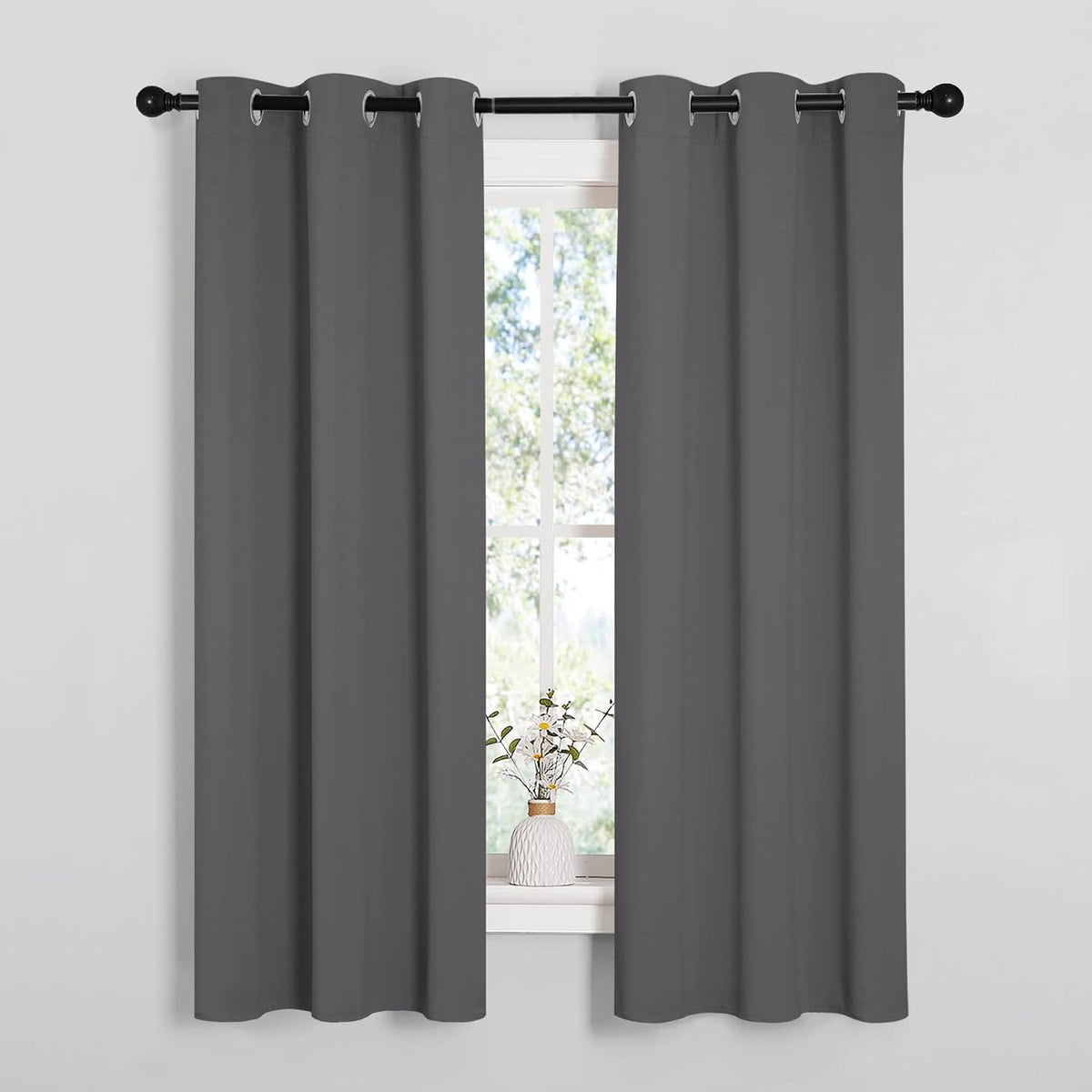 63"L x 34"W polyester curtains in Grey, alternate view 2