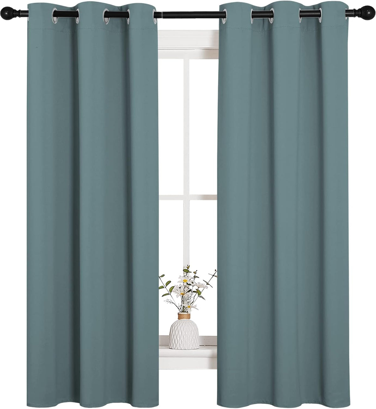 63"L x 34"W polyester curtains in Greyish Blue, alternate view 2