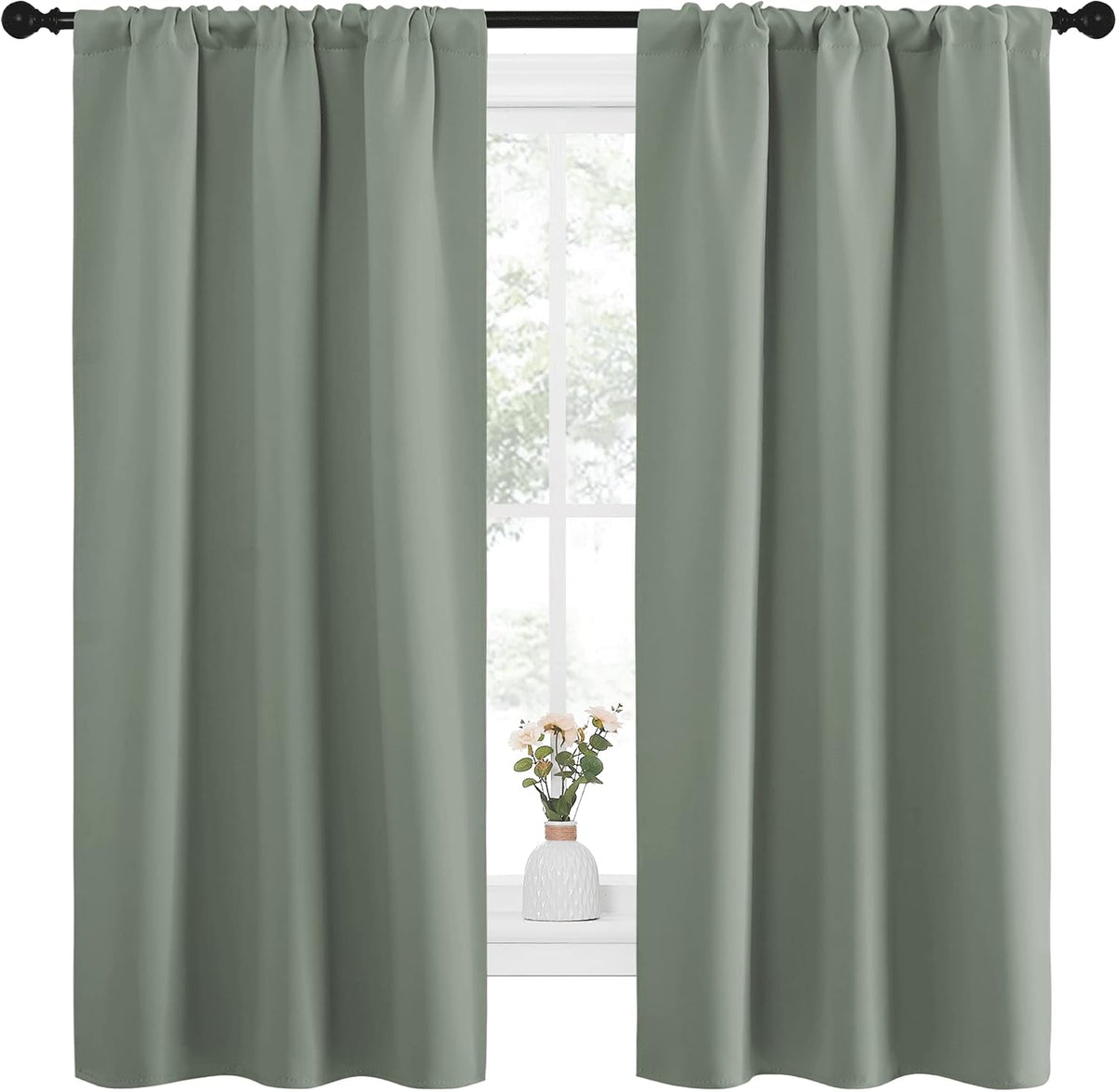 63"L x 34"W polyester curtains in Greyish Green, alternate view 2