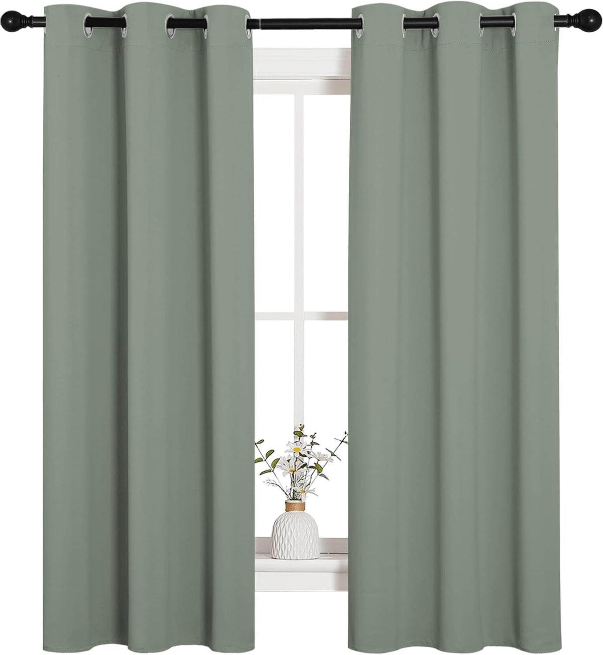 63"L x 34"W polyester curtains in Greyish Green, alternate view 2