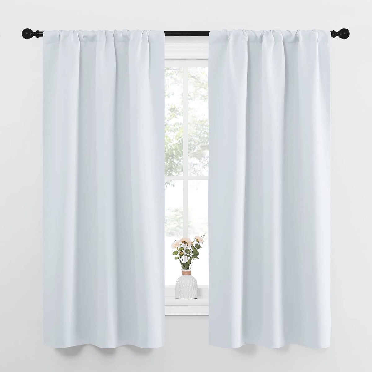 63"L x 34"W polyester curtains in Greyish White