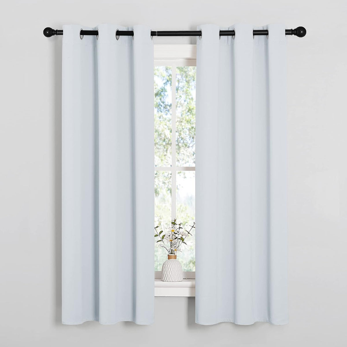 63"L x 34"W polyester curtains in Greyish White, alternate view 2