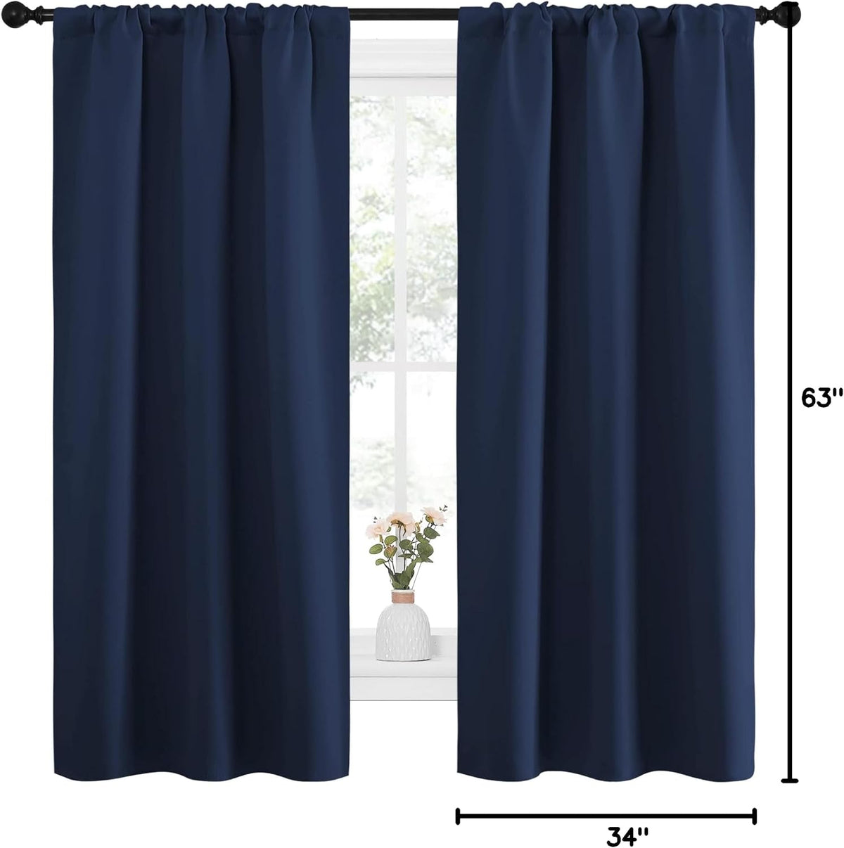 63"L x 34"W polyester curtains in Navy, alternate view 10
