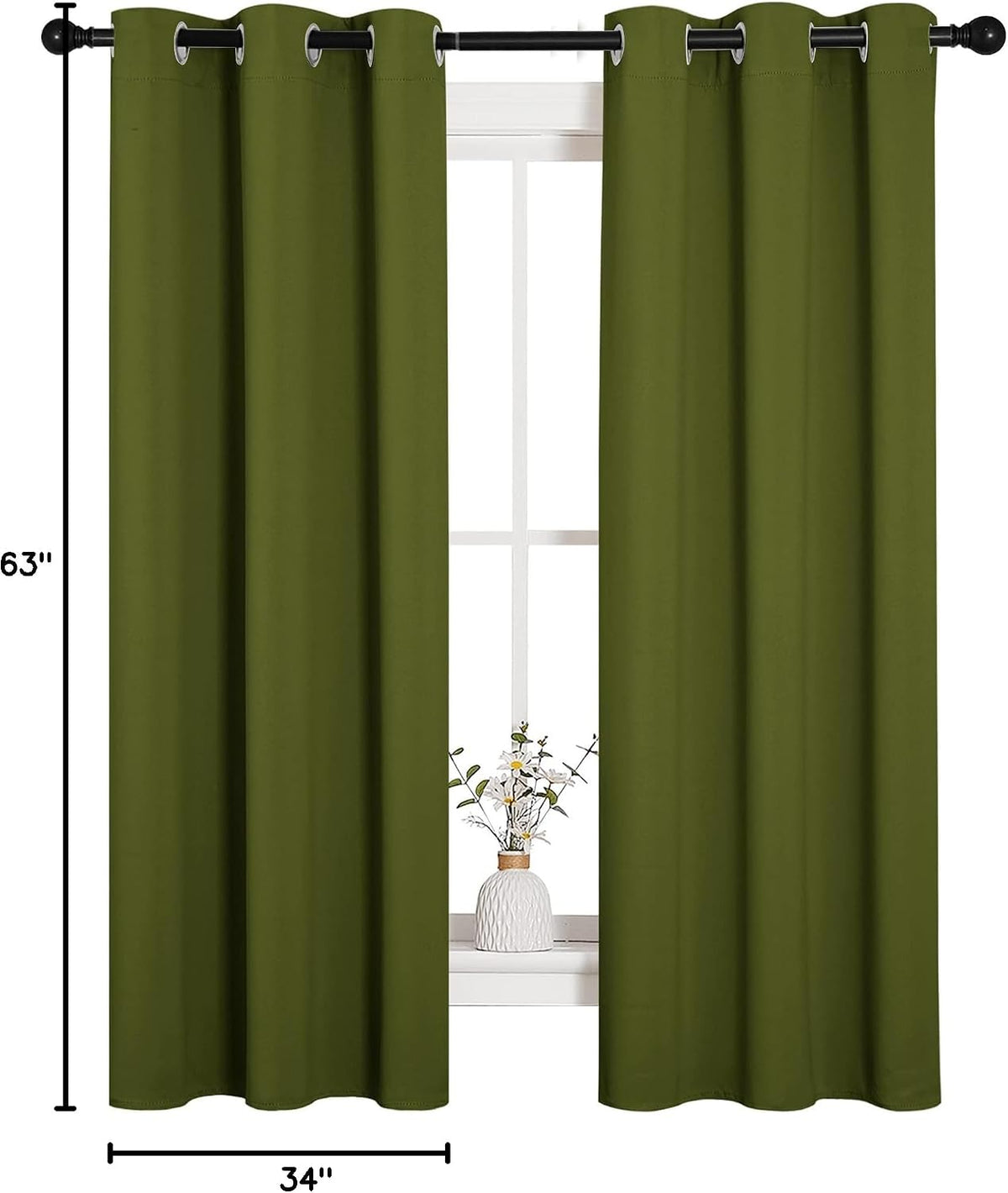 63"L x 34"W polyester curtains in Olive, alternate view 9