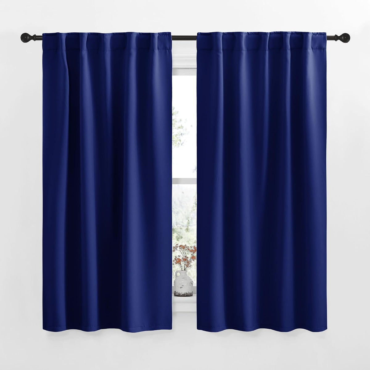 63"L x 34"W polyester curtains in Royal Blue