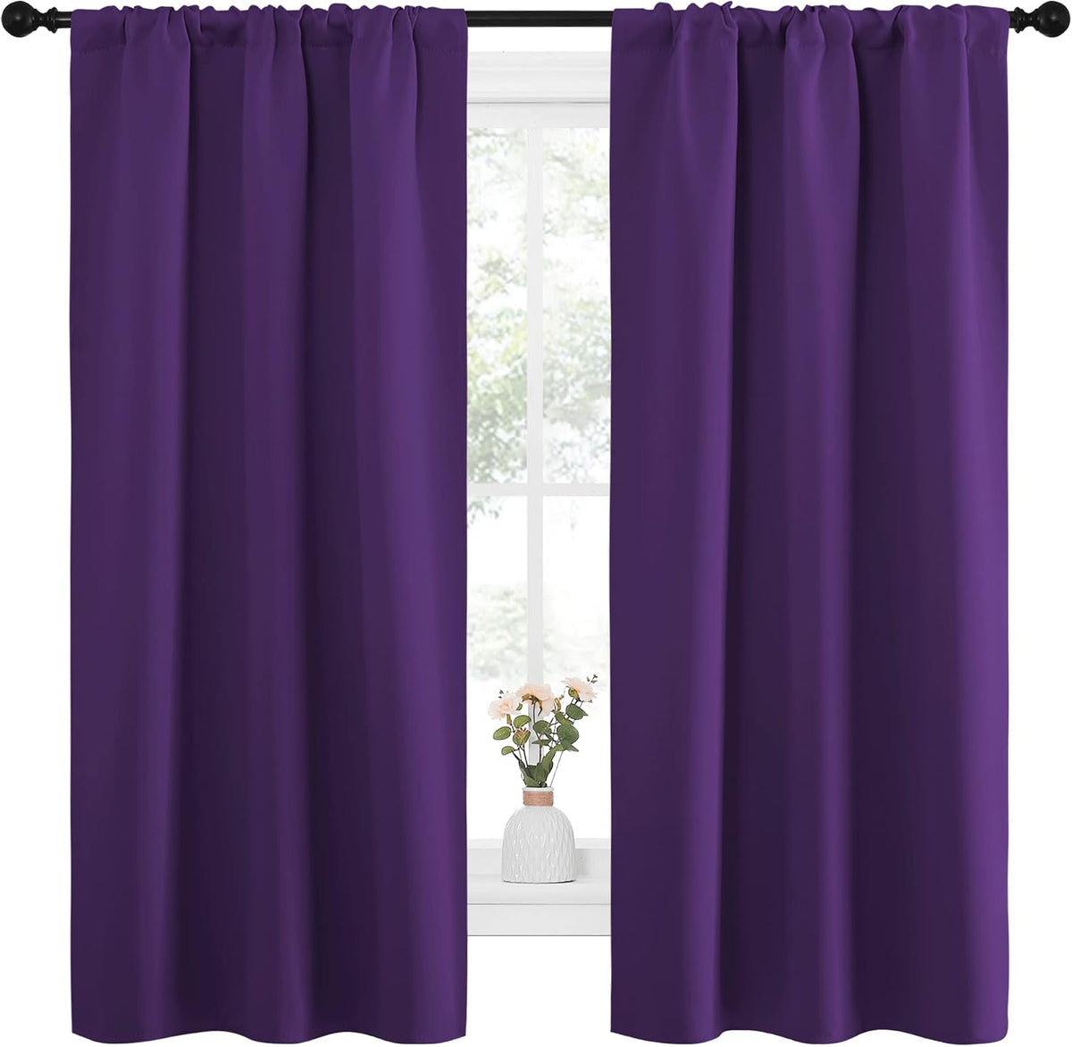 63"L x 34"W polyester curtains in Royal Purple, alternate view 2