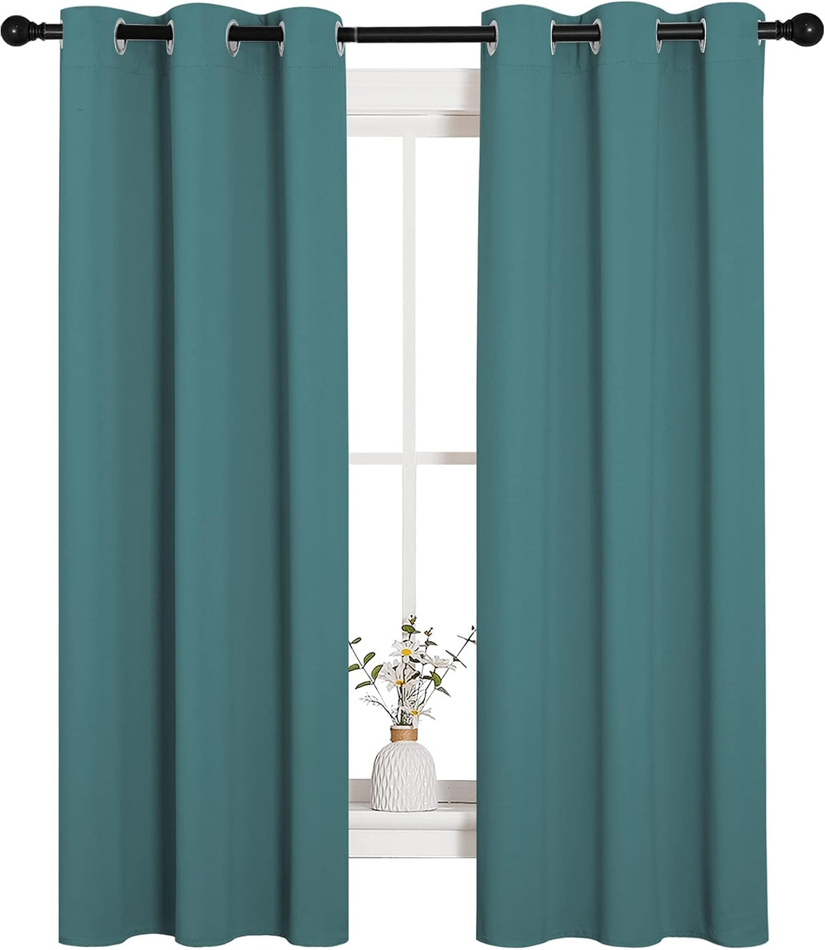 63"L x 34"W polyester curtains in Sea Teal, alternate view 2