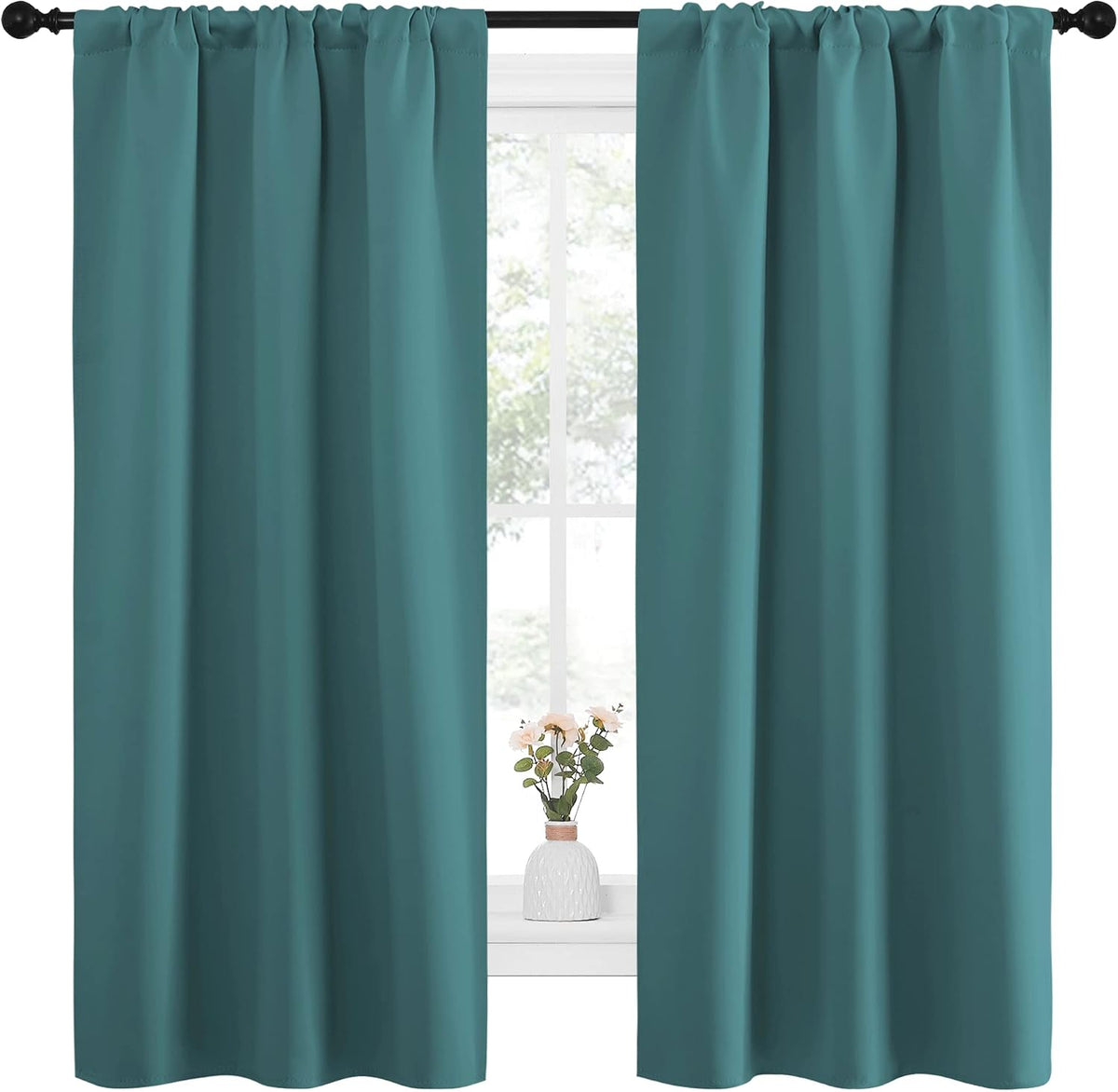 63"L x 34"W polyester curtains in Sea Teal, alternate view 2