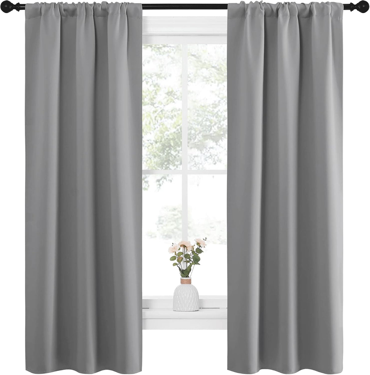 63"L x 34"W polyester curtains in Silver Grey, alternate view 2