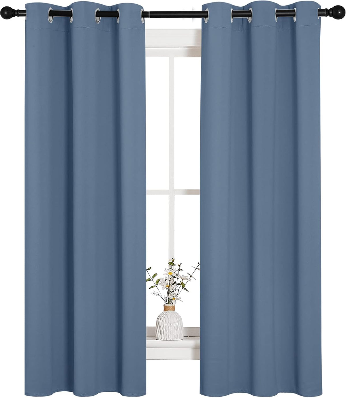 63"L x 34"W polyester curtains in Stone Blue, alternate view 2
