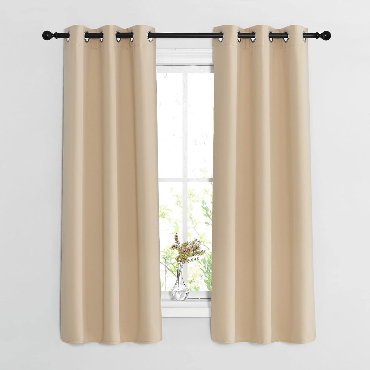 63"L x 37"W fabric curtains in Biscotti Beige