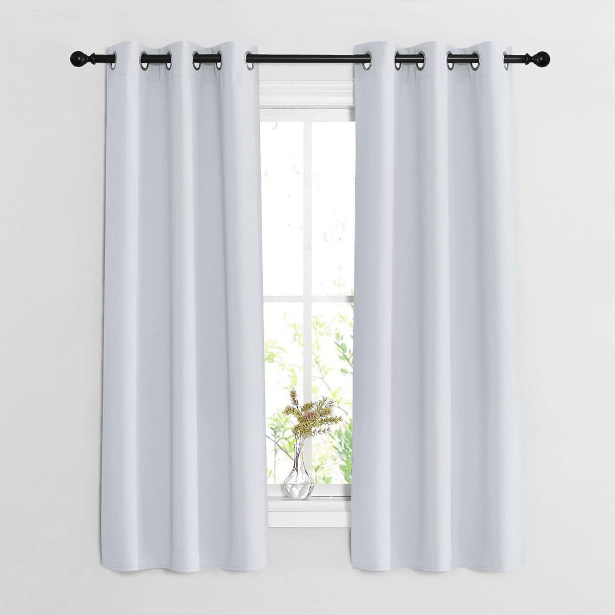 63"L x 37"W fabric curtains in Greyish White