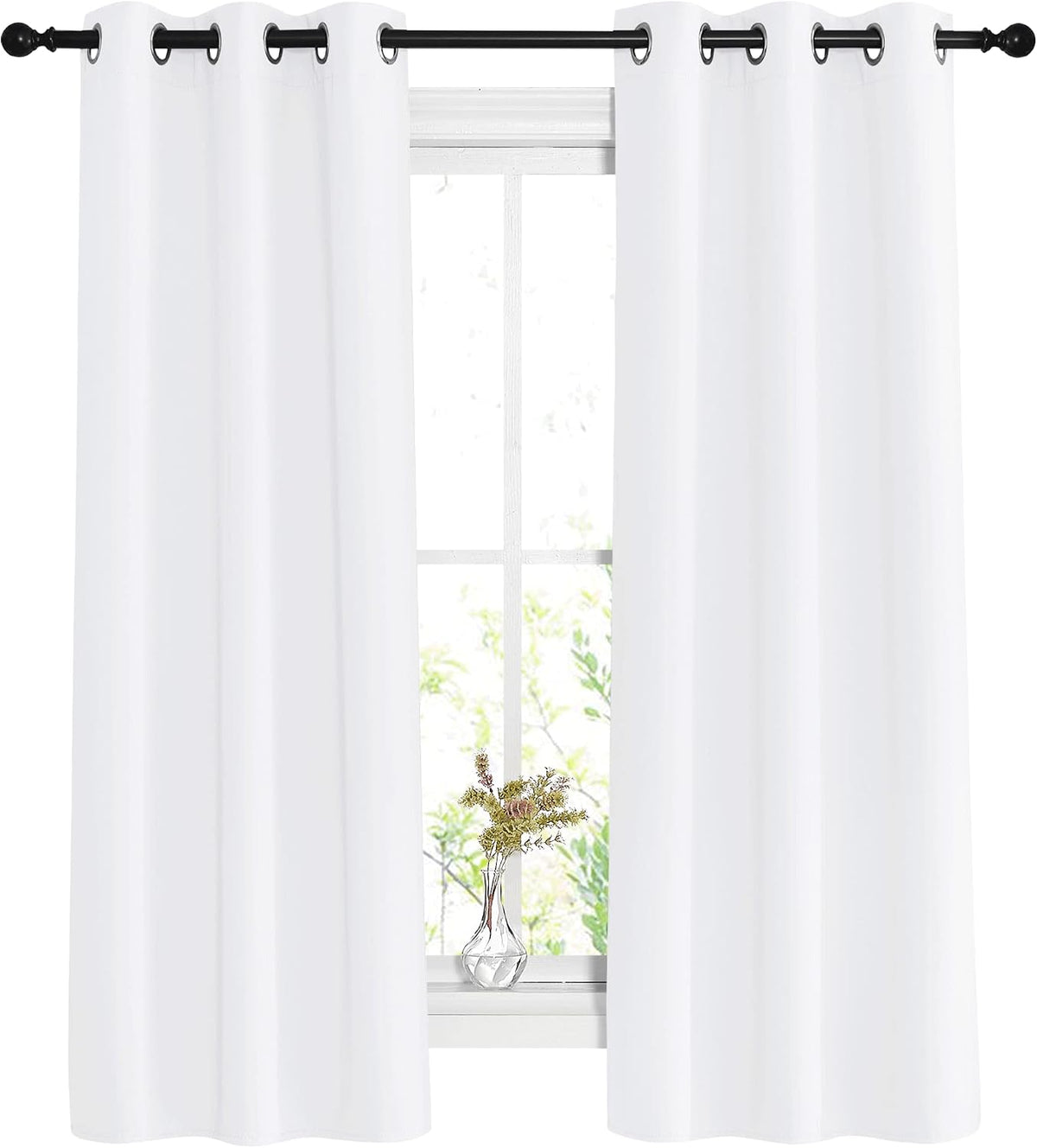63"L x 37"W fabric curtains in Pure White