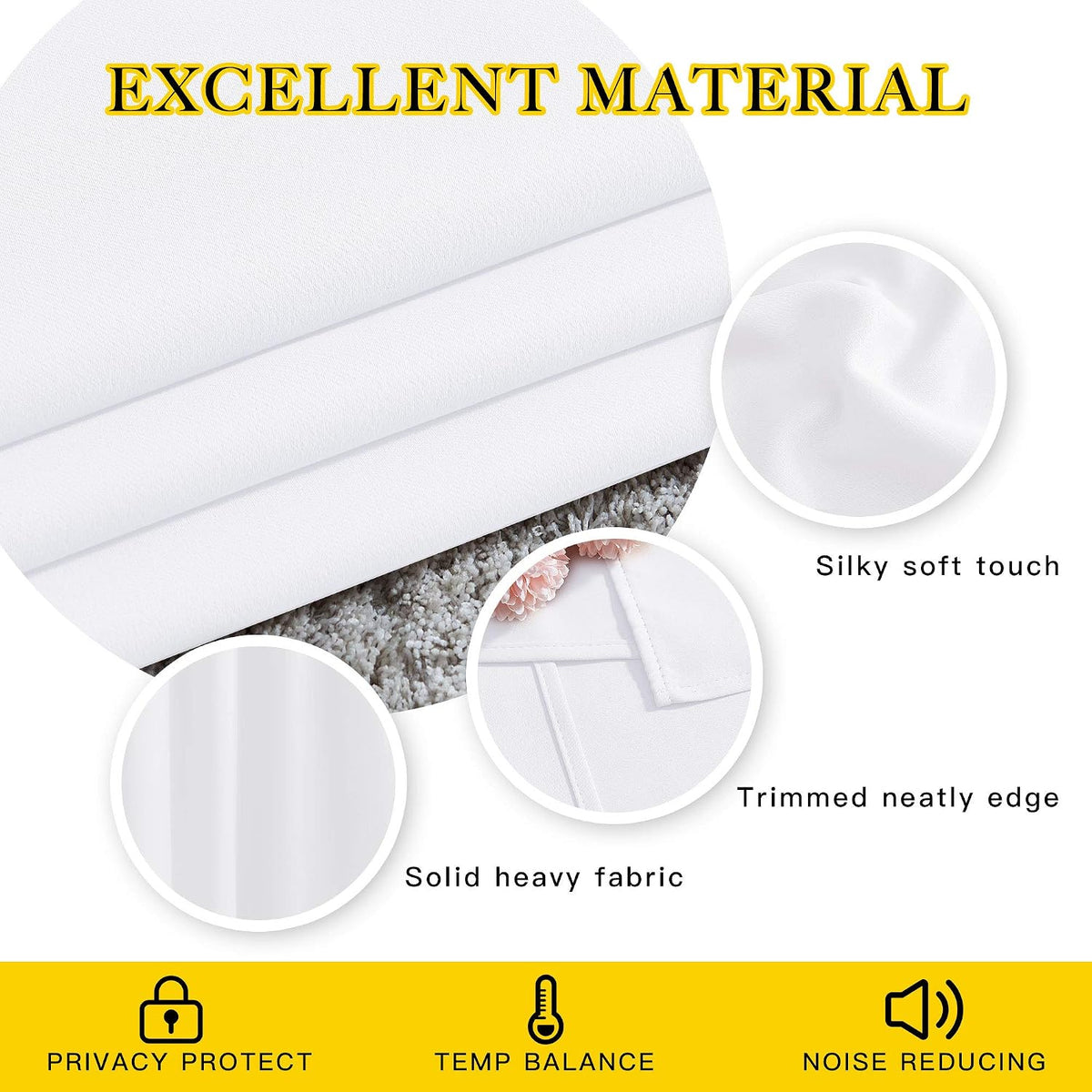 63"L x 37"W fabric curtains in Pure White, alternate view 4