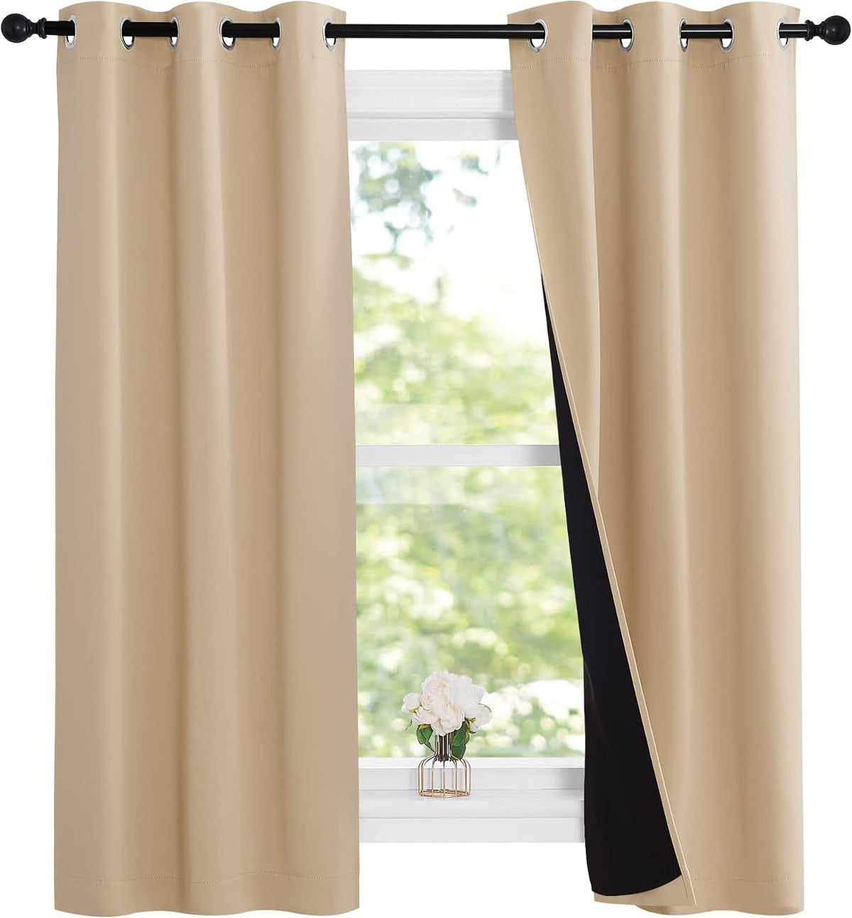 63"L x 37"W polyester curtains in Biscotti Beige, alternate view 2