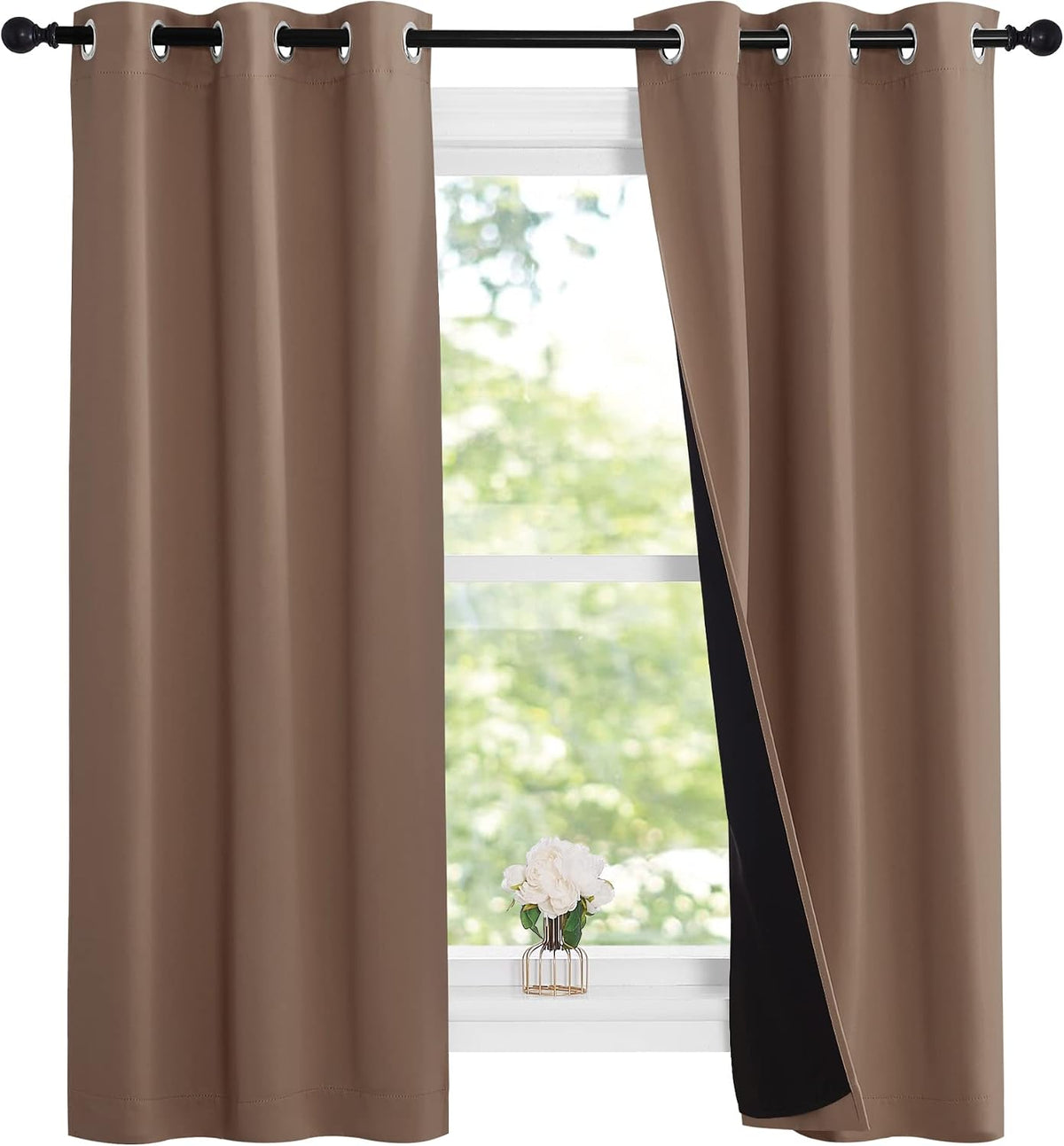 63"L x 37"W polyester curtains in Cappuccino, alternate view 2