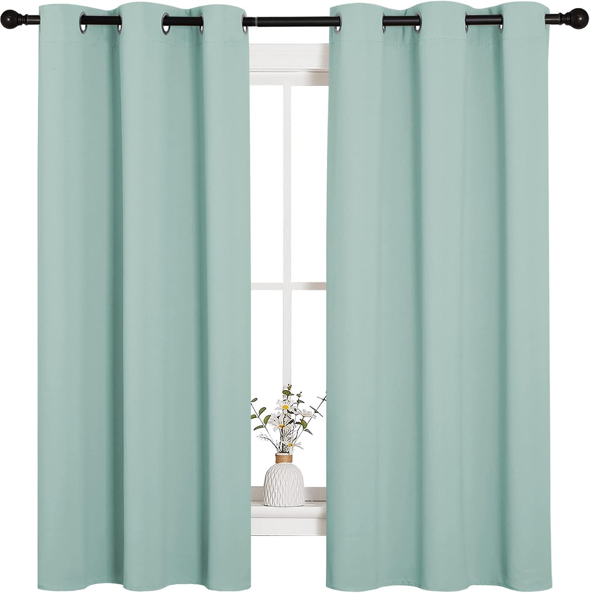 63"L x 42"W polyester curtains in Aqua, alternate view 2
