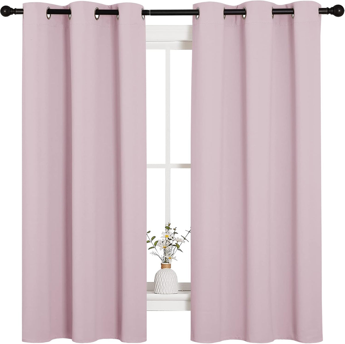 63"L x 42"W polyester curtains in Baby Pink