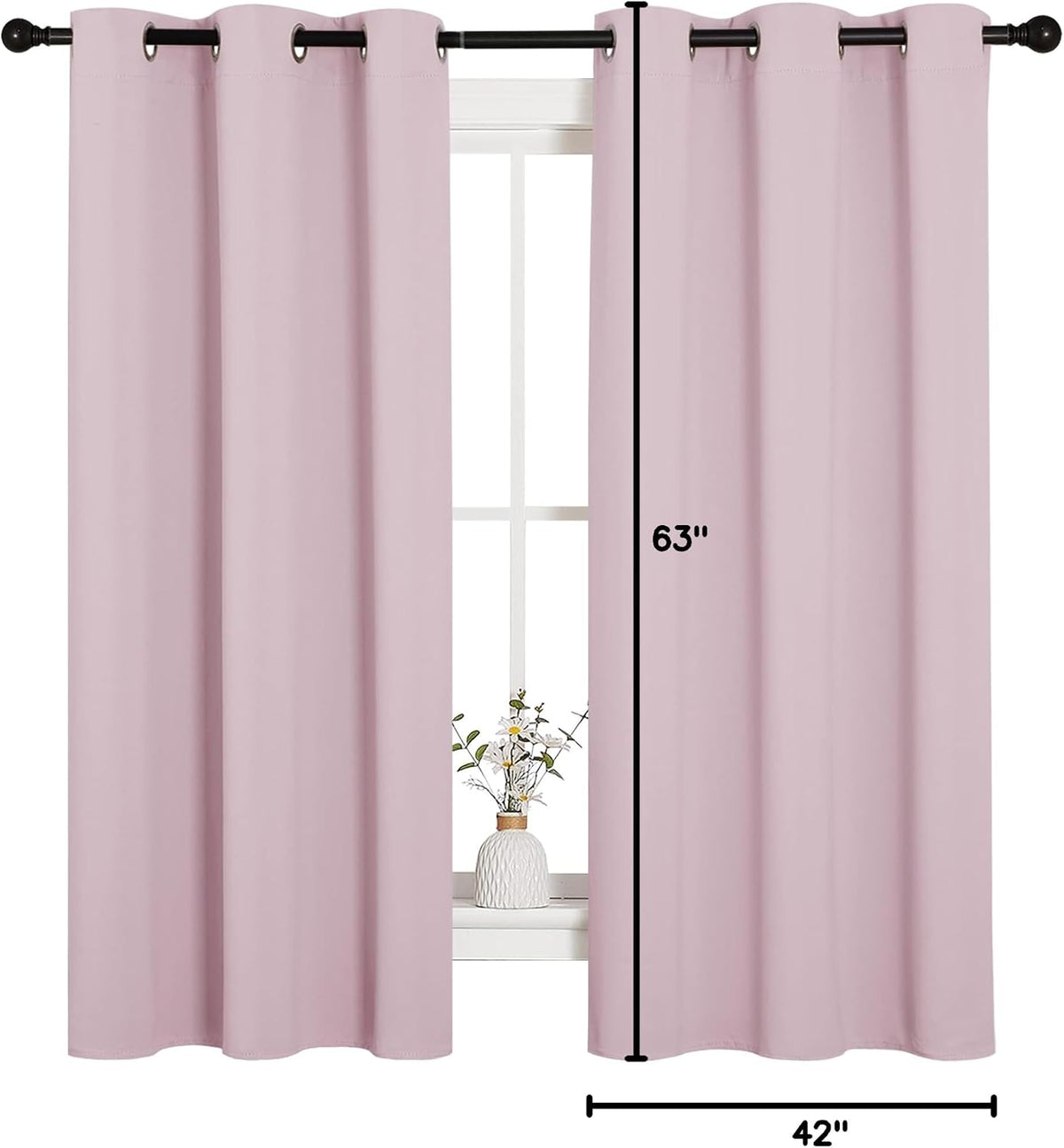 63"L x 42"W polyester curtains in Baby Pink, alternate view 9