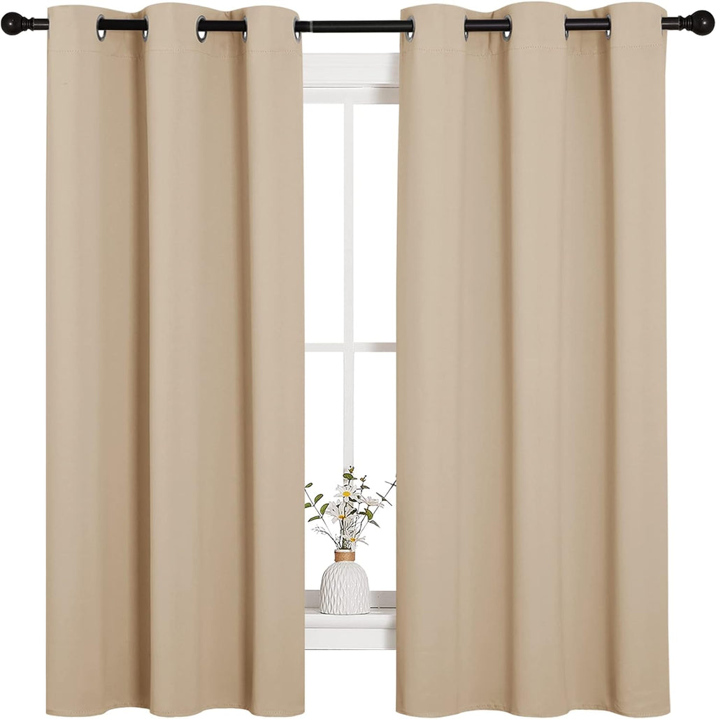 63"L x 42"W polyester curtains in Biscotti Beige