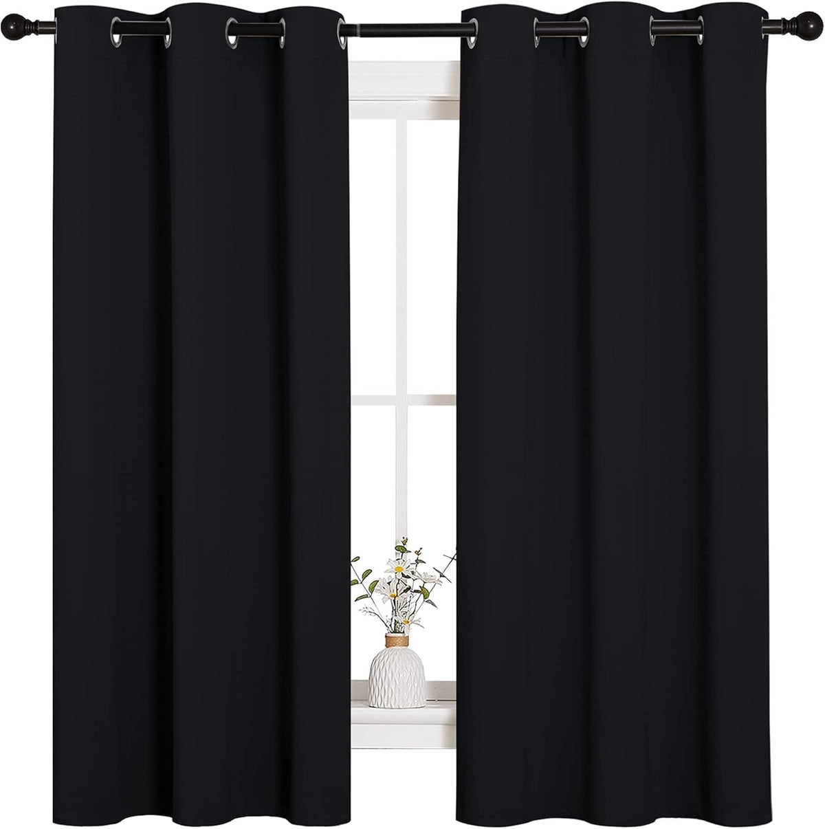 63"L x 42"W polyester curtains in Black