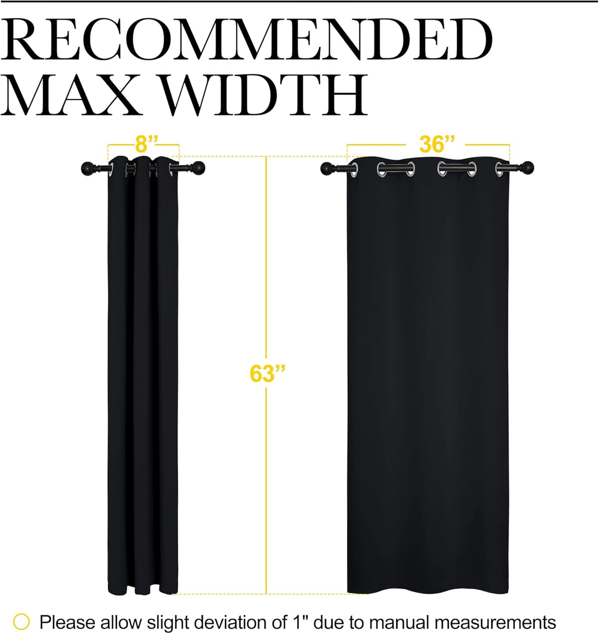 63"L x 42"W polyester curtains in Black, alternate view 3