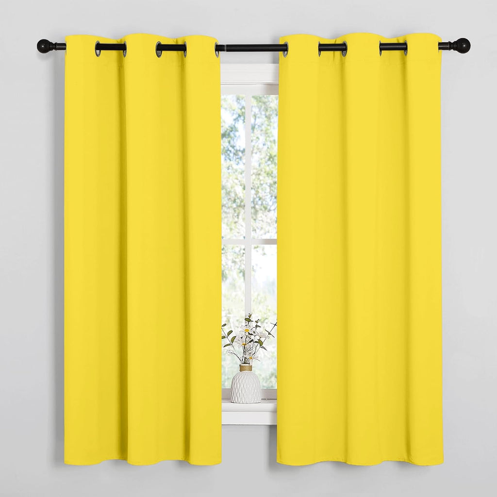 63"L x 42"W polyester curtains in Bright Yellow