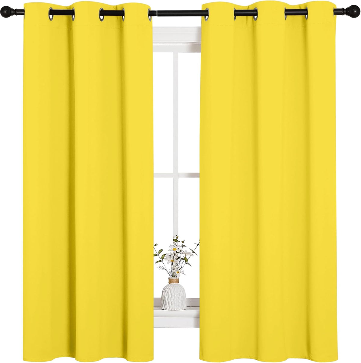 63"L x 42"W polyester curtains in Bright Yellow, alternate view 2