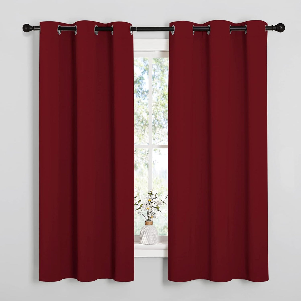 63"L x 42"W polyester curtains in Burgundy Red, alternate view 2