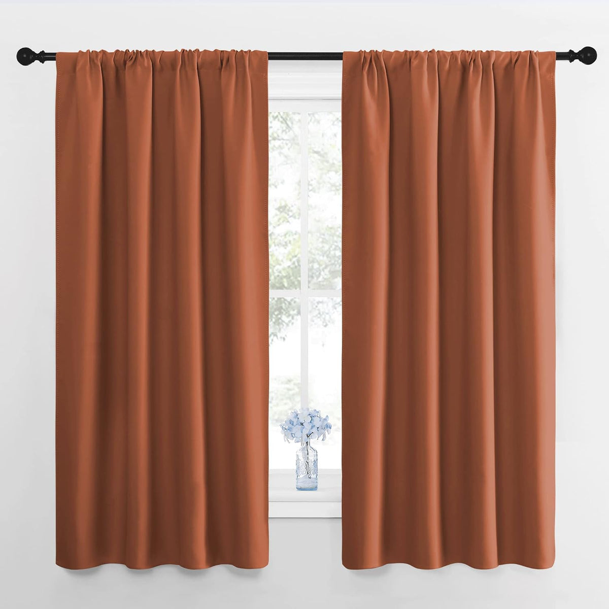 63"L x 42"W polyester curtains in Burnt Orange