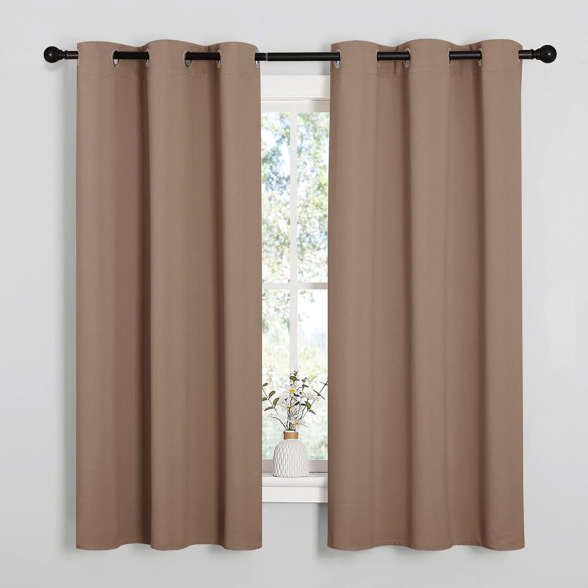 63"L x 42"W polyester curtains in Cappuccino