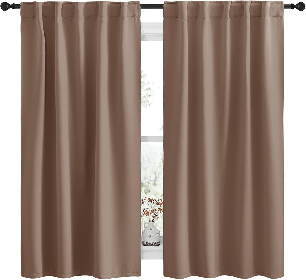 63"L x 42"W polyester curtains in Cappuccino