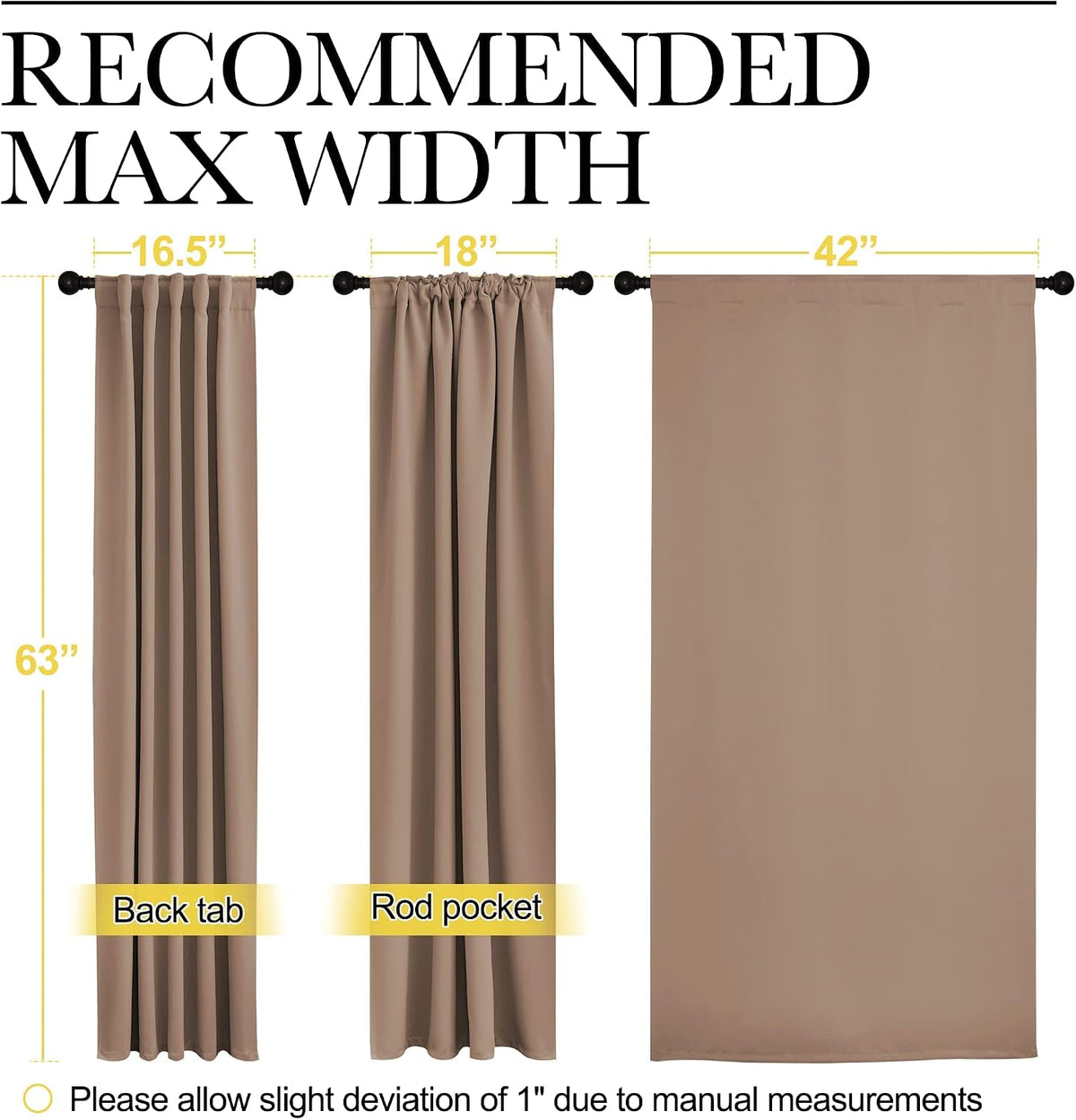 63"L x 42"W polyester curtains in Cappuccino, alternate view 7