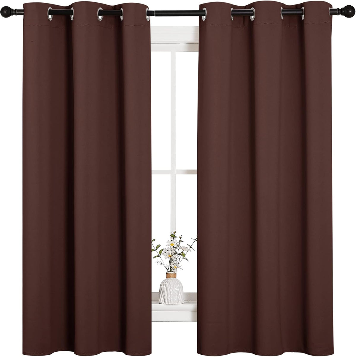 63"L x 42"W polyester curtains in Chocolate Brown, alternate view 2