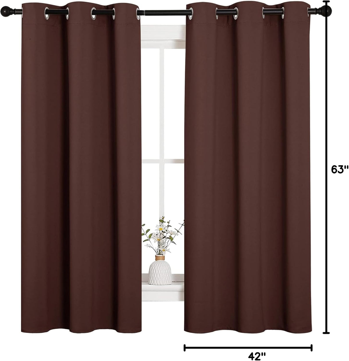 63"L x 42"W polyester curtains in Chocolate Brown, alternate view 9