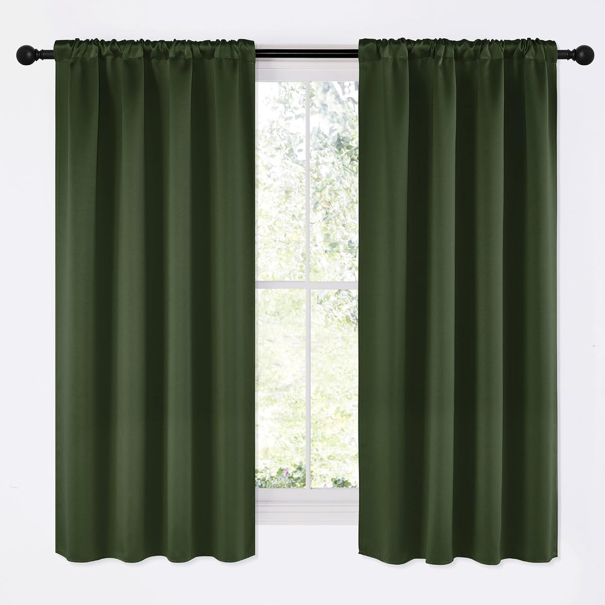 63"L x 42"W polyester curtains in Dark Green