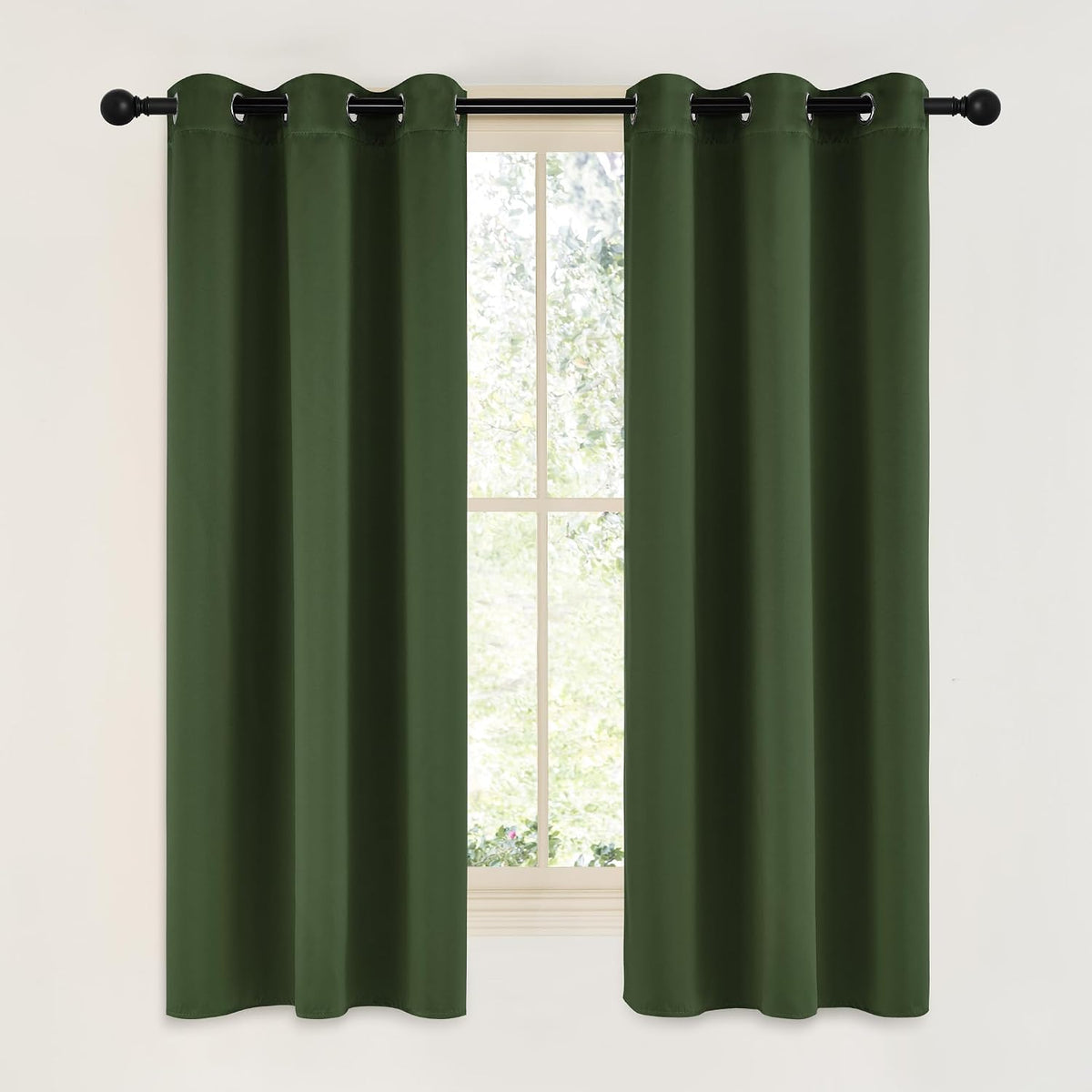 63"L x 42"W polyester curtains in Dark Green