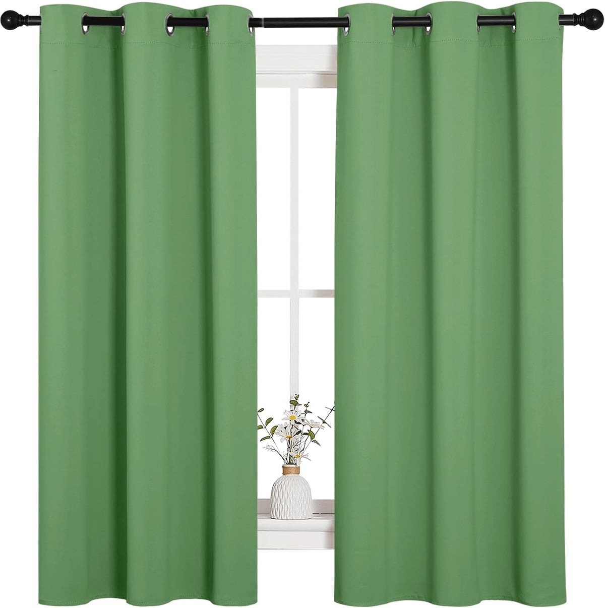 63"L x 42"W polyester curtains in Forest Green, alternate view 2