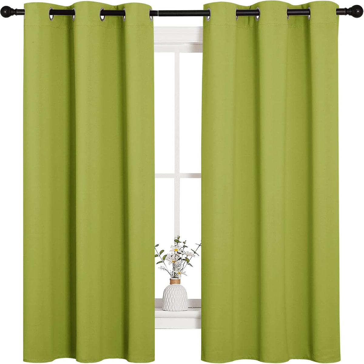 63"L x 42"W polyester curtains in Fresh Green