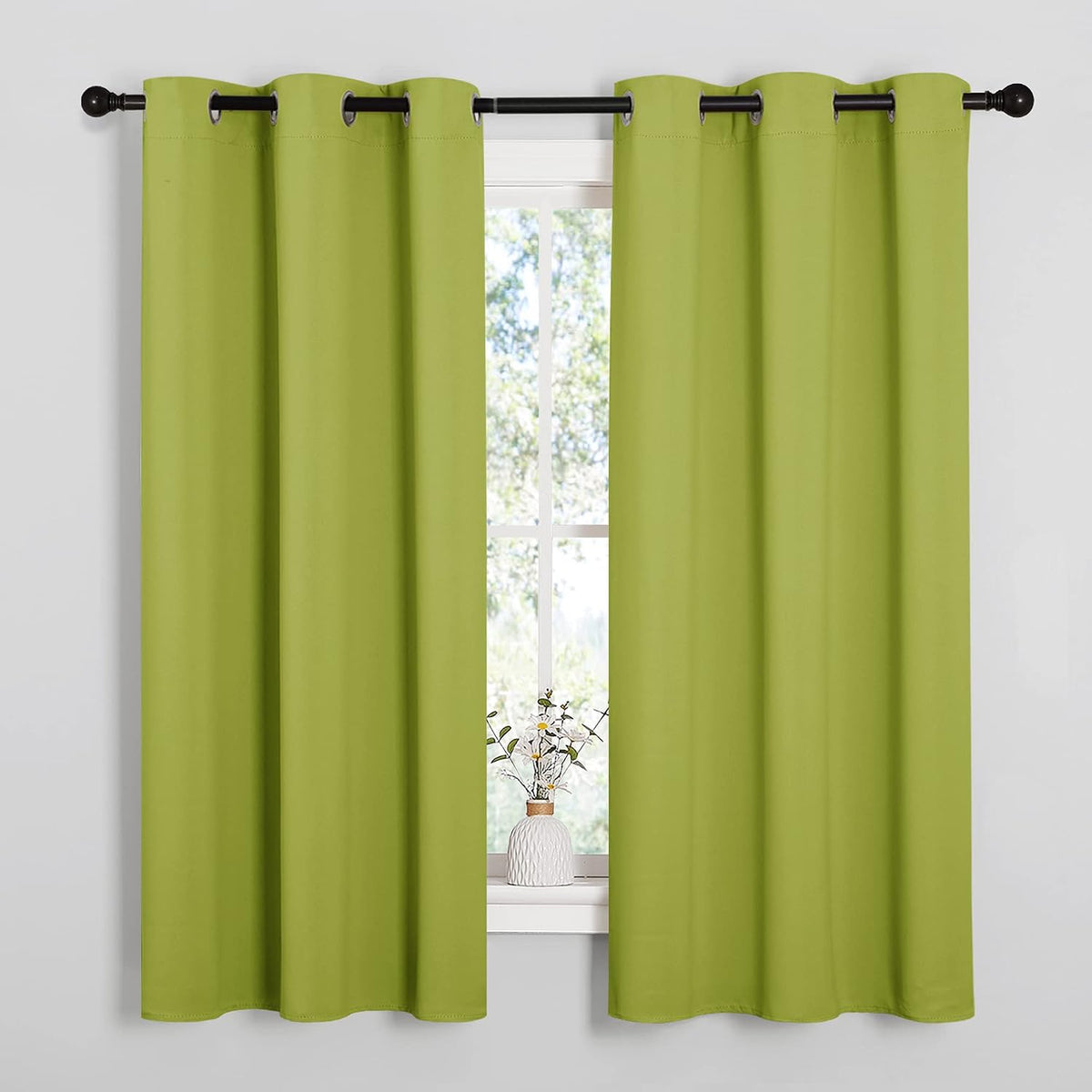 63"L x 42"W polyester curtains in Fresh Green, alternate view 2