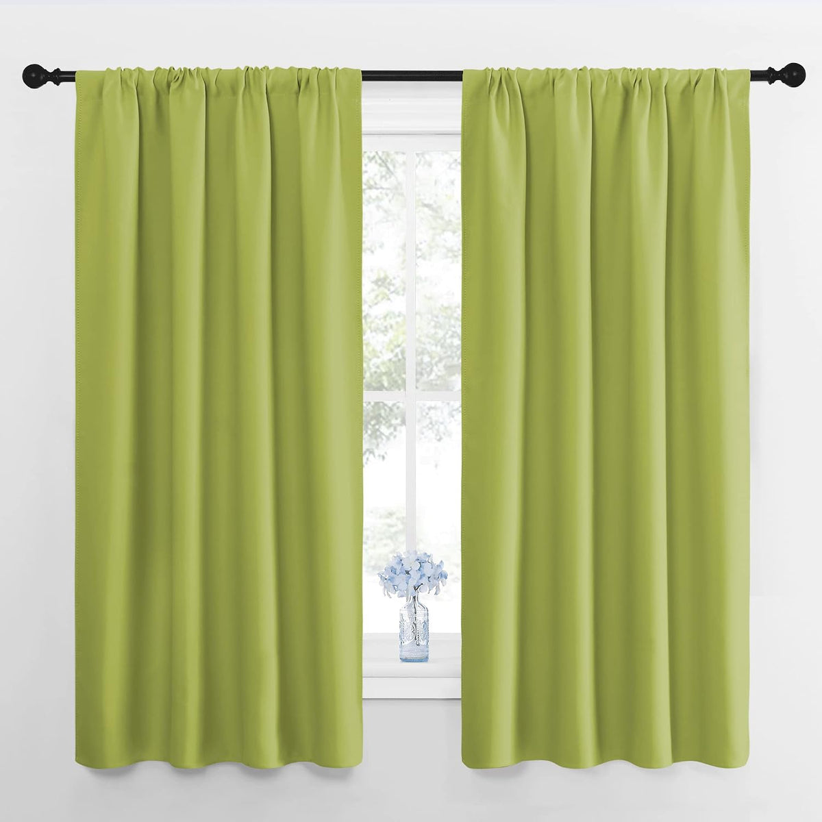 63"L x 42"W polyester curtains in Fresh Green