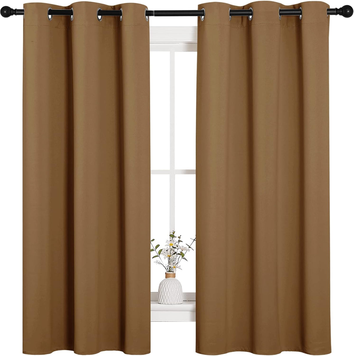 63"L x 42"W polyester curtains in Gold Brown, alternate view 2