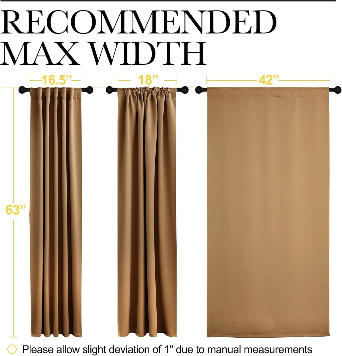 63"L x 42"W polyester curtains in Gold Brown, alternate view 7