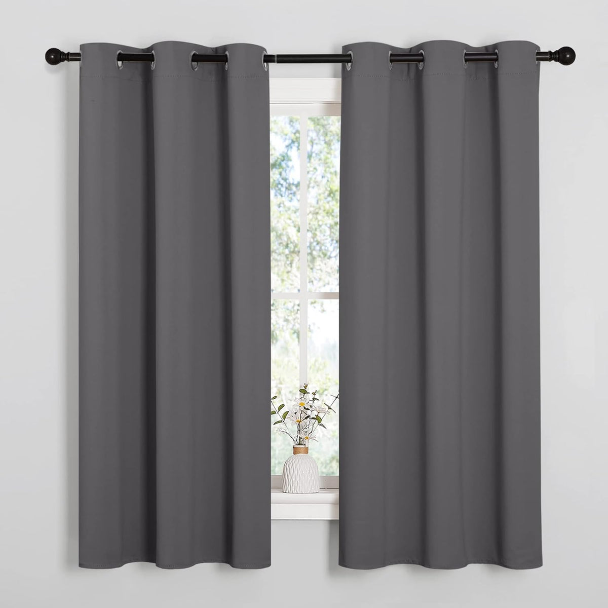 63"L x 42"W polyester curtains in Grey