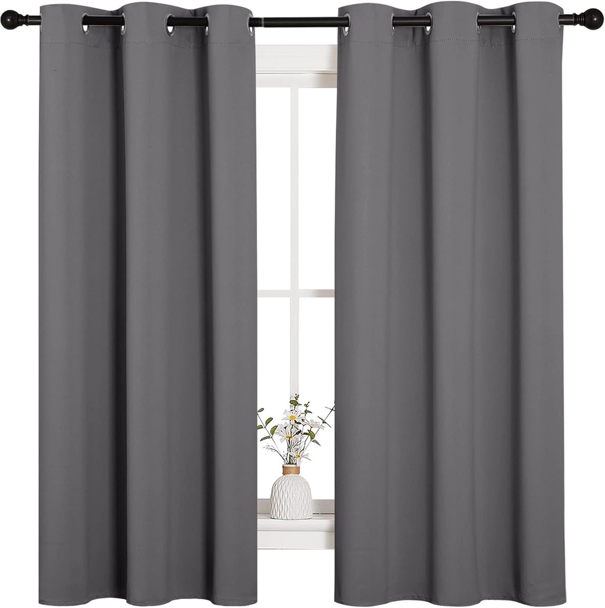 63"L x 42"W polyester curtains in Grey, alternate view 3