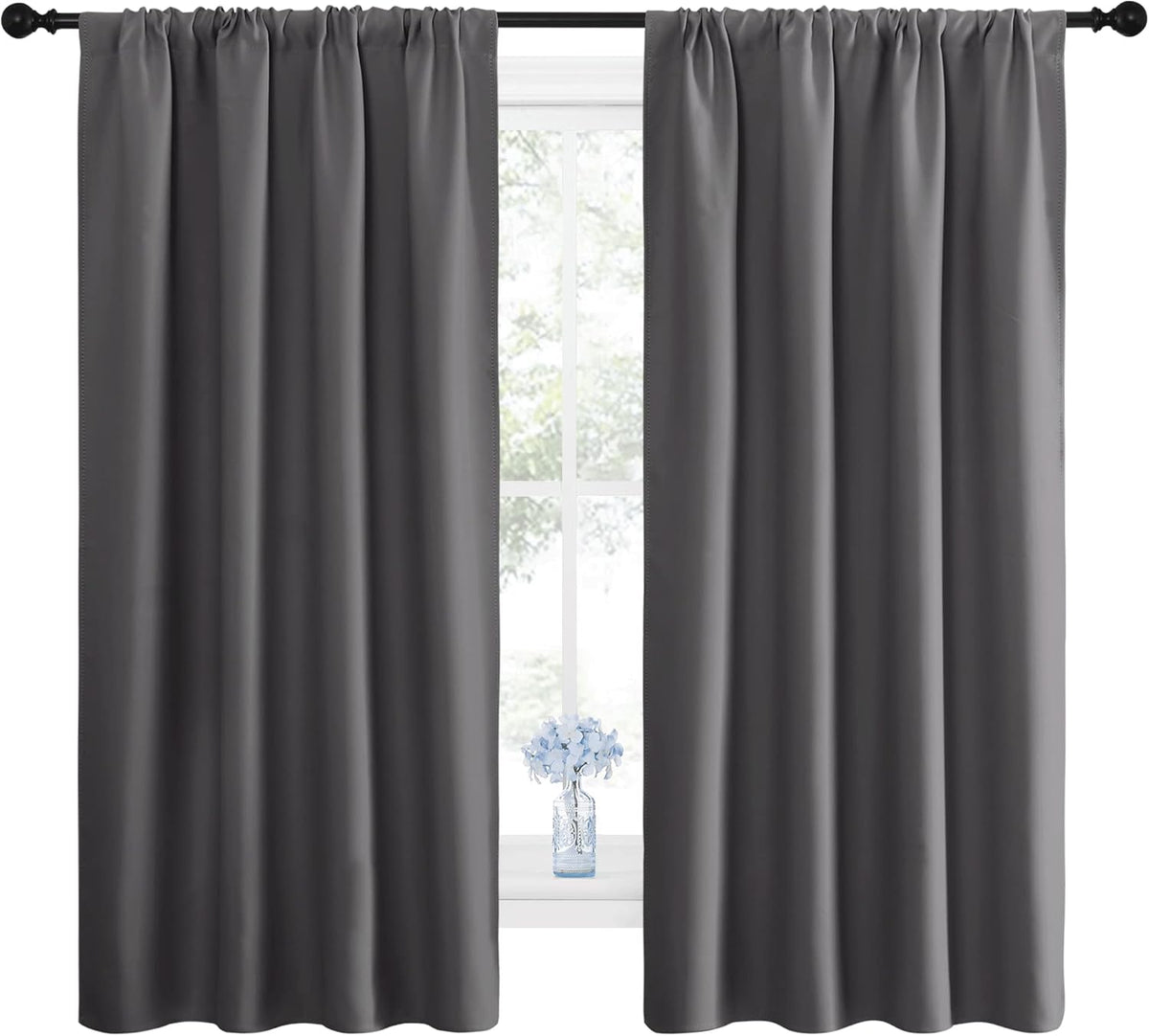 63"L x 42"W polyester curtains in Grey, alternate view 2