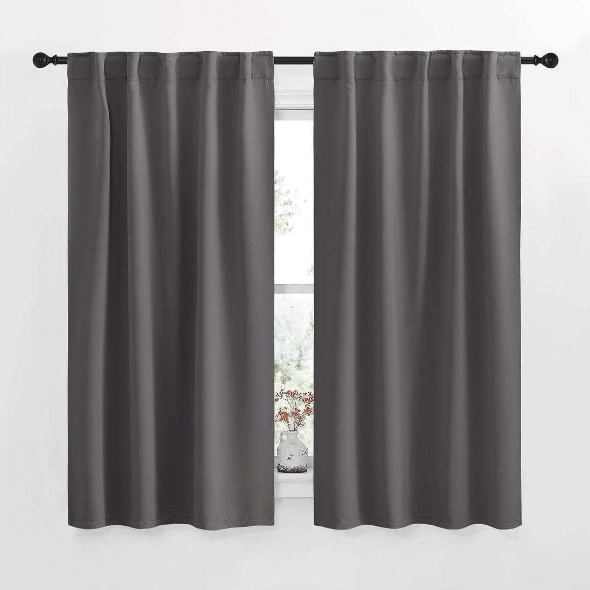 63"L x 42"W polyester curtains in Grey
