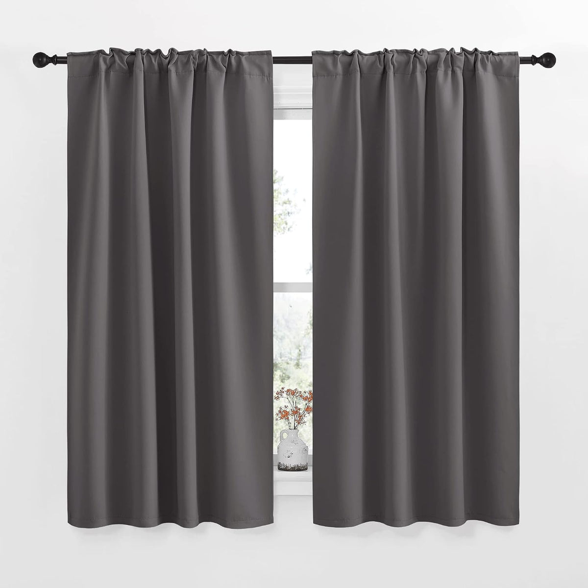63"L x 42"W polyester curtains in Grey, alternate view 2
