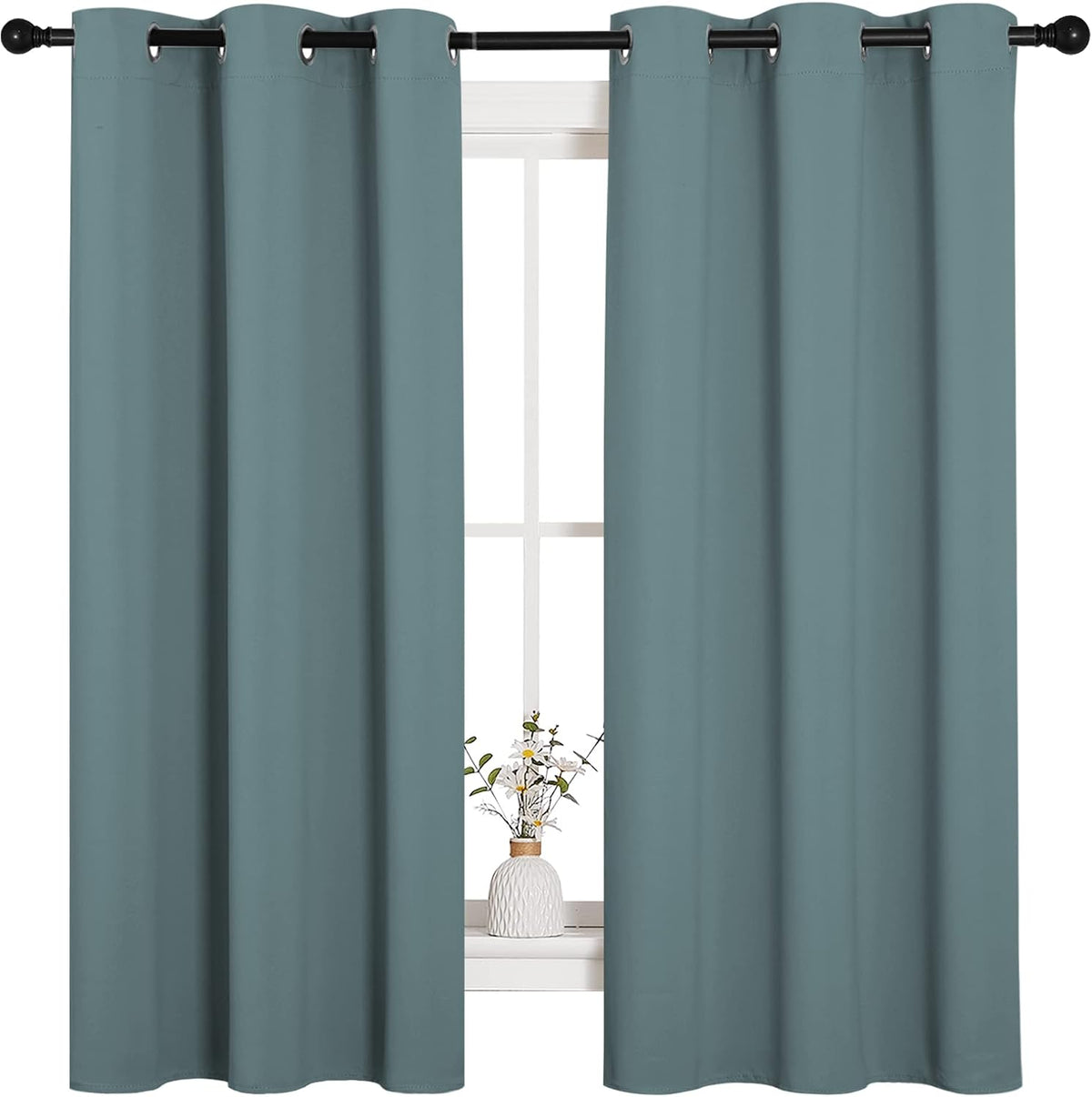 63"L x 42"W polyester curtains in Greyish Blue, alternate view 2