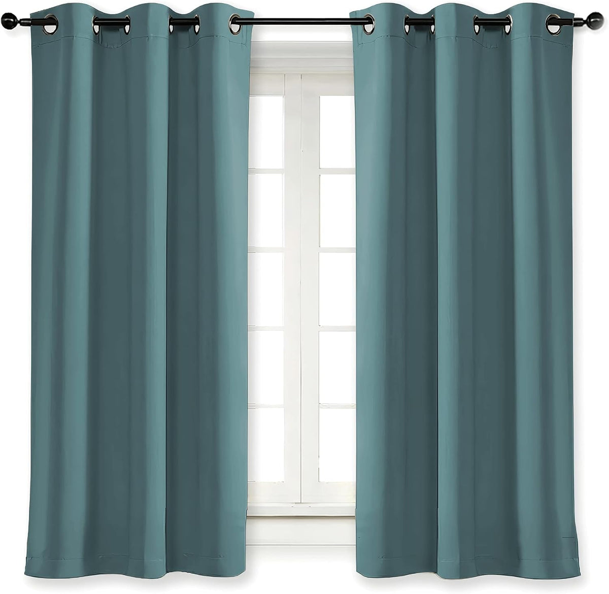 63"L x 42"W polyester curtains in Greyish Blue